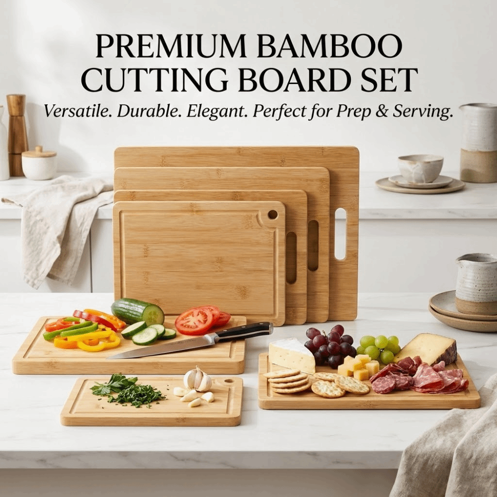 Bamboo Cutting Board - แผ่นรองตัดไม้ไผ่เป็นมิตรต่อสิ่งแวดล้อม สองด้าน ทนทาน ใช้สำหรับหั่นเนื้อ แผ่นรองตัดแบบพกพา เหมาะสำหรับปิกนิก