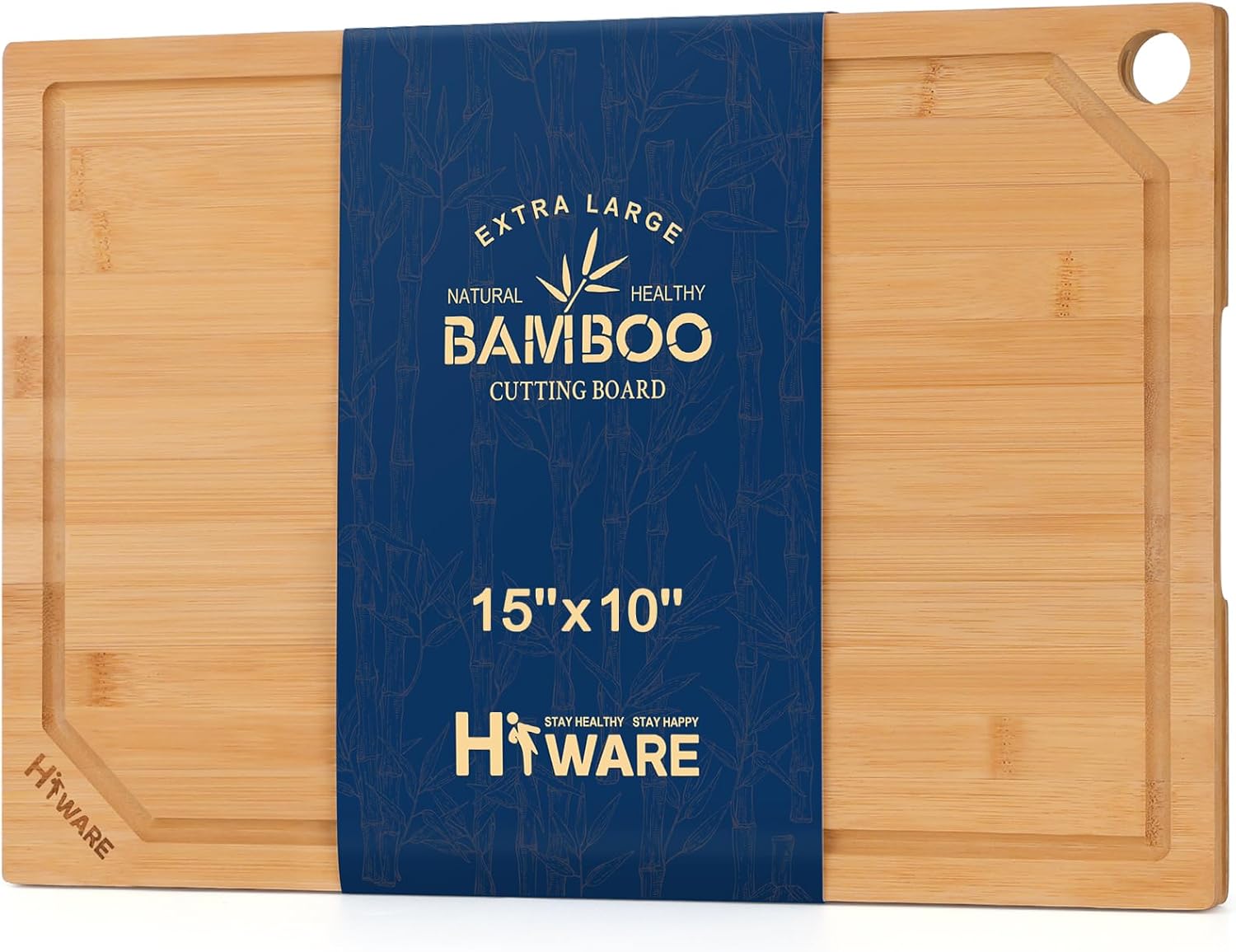 Bamboo Cutting Board - เขียงไม้ไผ่สำหรับห้องครัว แข็งแรงทนทาน พร้อมร่องสำหรับน้ำผลไม้ ขนาด 15x10 นิ้ว