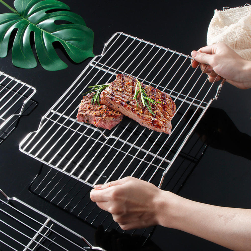 Kitchen Gadgets You Need - สแตนเลสบาร์บีคิวตาข่ายเสื่อReusableความต้านทานความร้อนBBQเบเกอรี่สุทธิPadครัวทำอาหารเตาขาตั้งLinerอุปกรณ์เสริมเครื่องมือ
