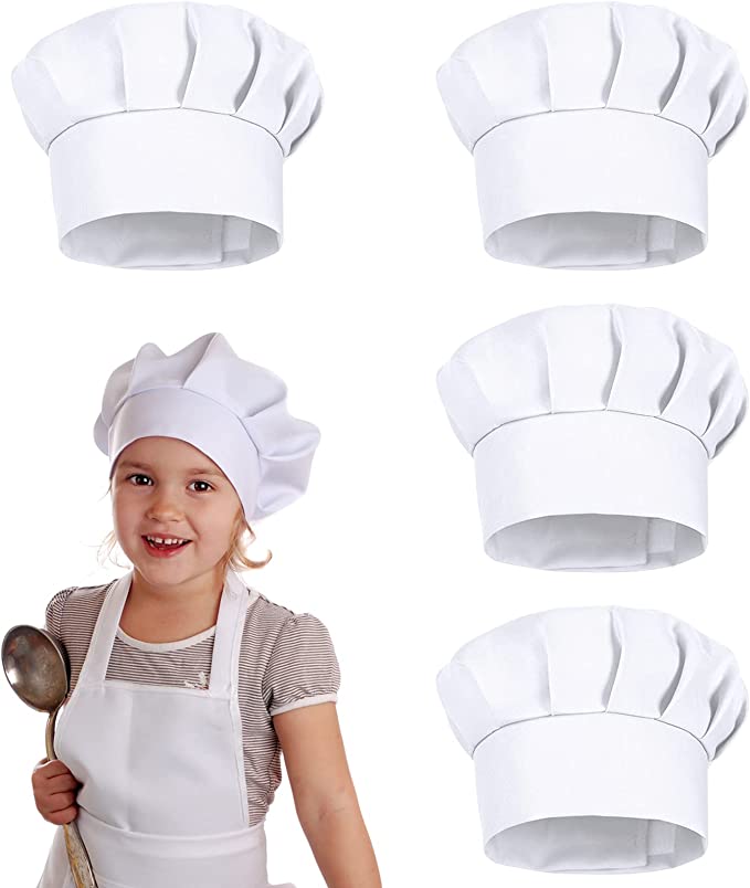 Kitchen Gadgets You Need - หมวกปาร์ตี้สีขาว 4 ชิ้น หมวกเชฟเด็ก 21 ซม.