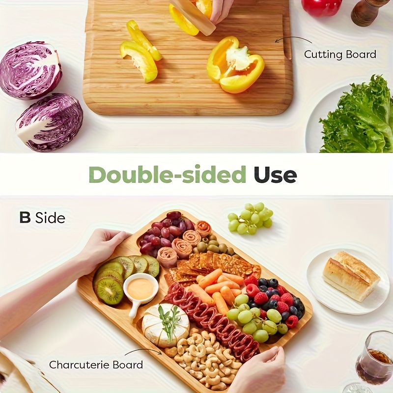 เขียงไม้ไผ่มีฝาปิด แบ่งช่องใส่ - Bamboo Cutting Board บทวิจารณ์และราคา
