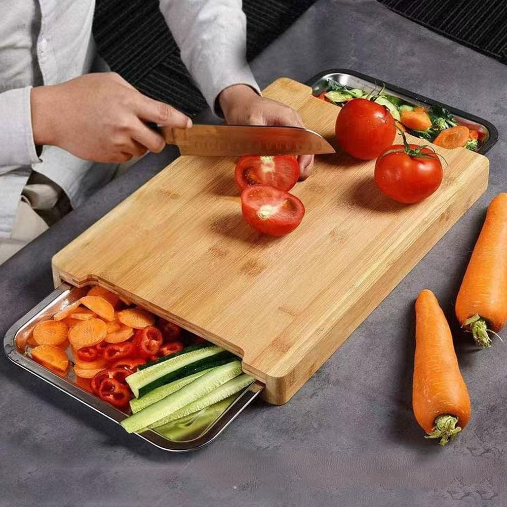 เขียงไม้ไผ่พร้อมถาดเก็บอุปกรณ์ - Bamboo Cutting Board บทวิจารณ์และราคา
