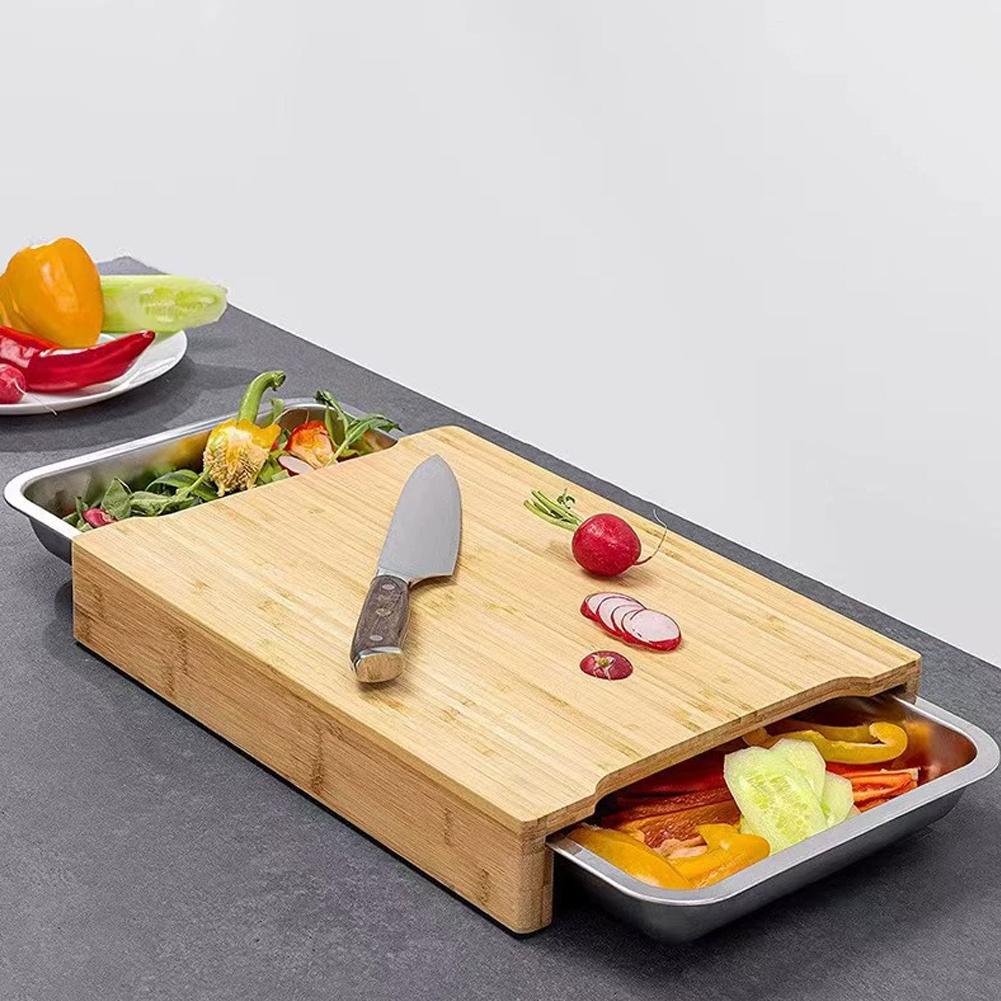 เขียงไม้ไผ่พร้อมถาดเก็บอุปกรณ์ - Bamboo Cutting Board บทวิจารณ์และราคา