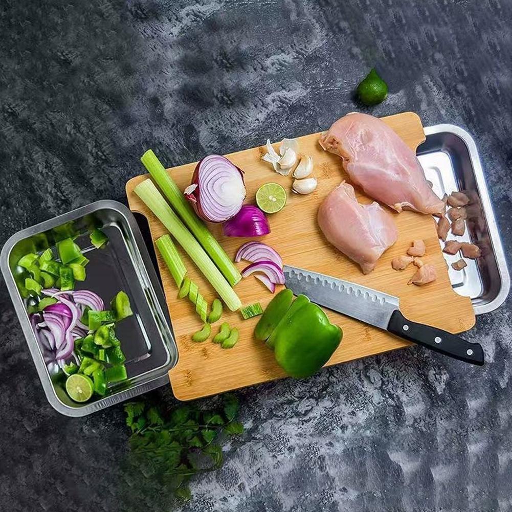 เขียงไม้ไผ่พร้อมถาดเก็บอุปกรณ์ - Bamboo Cutting Board บทวิจารณ์และราคา