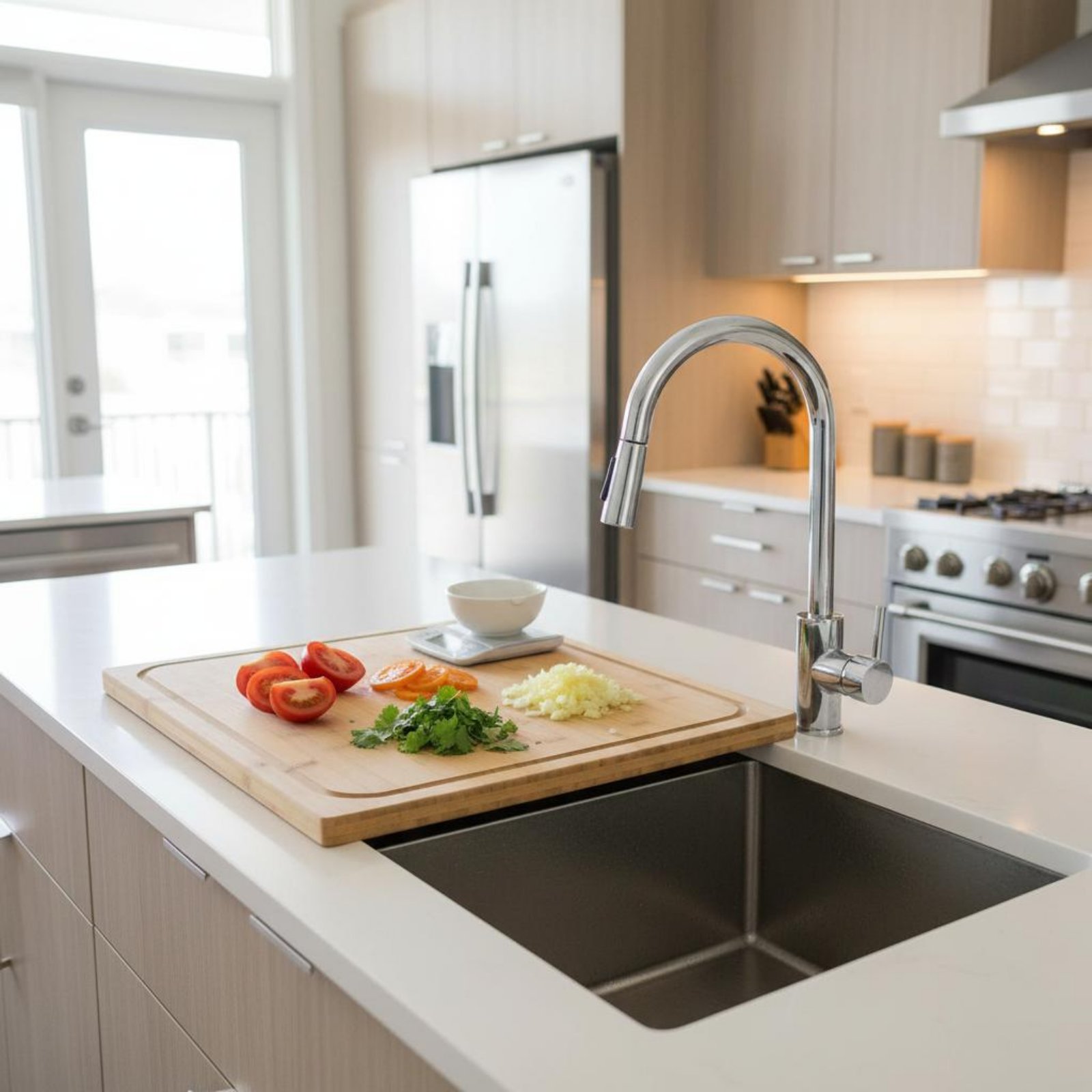 เขียงอเนกประสงค์แบบวางเหนืออ่า - Bamboo Cutting Board บทวิจารณ์และราคา