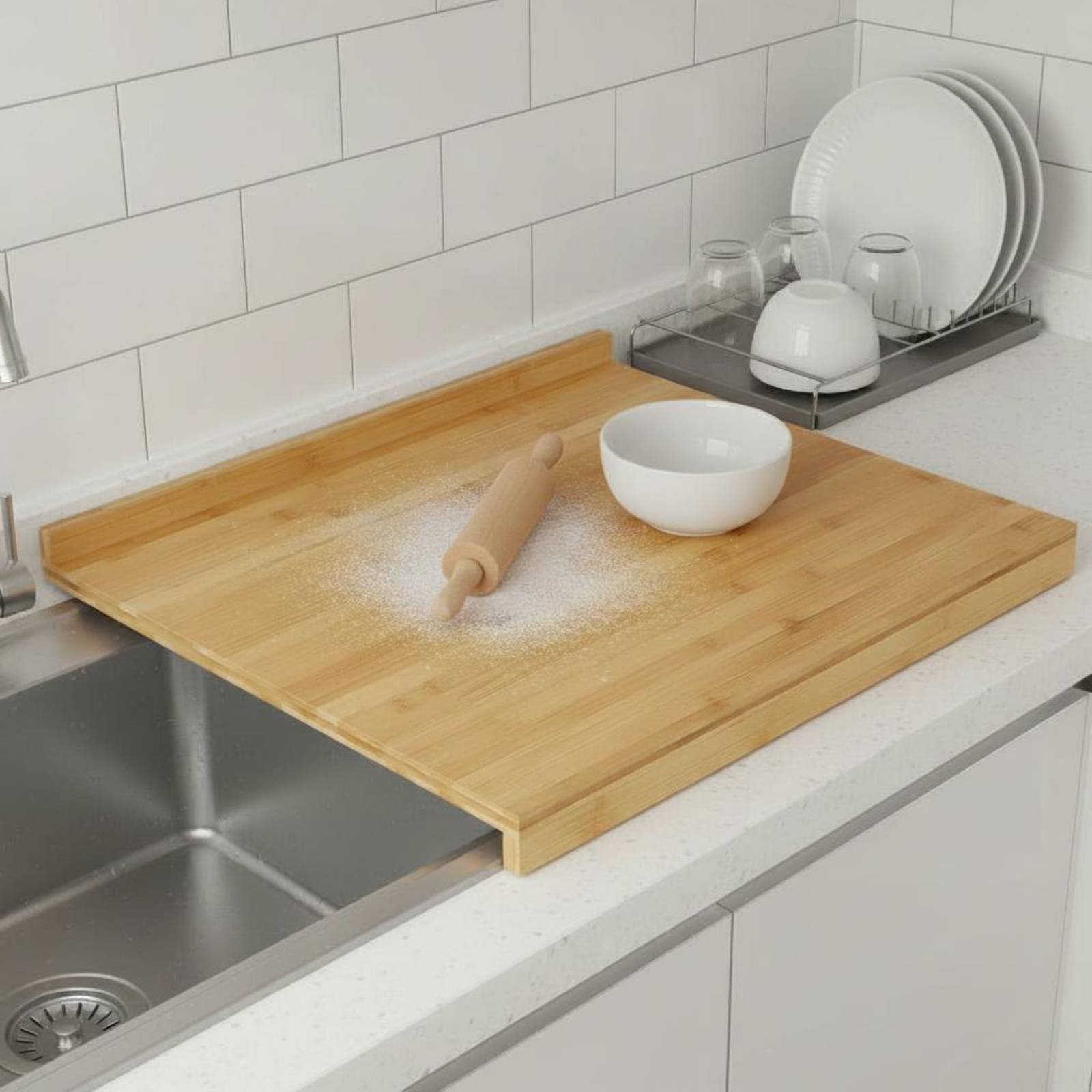 เขียงอเนกประสงค์แบบวางเหนืออ่า - Bamboo Cutting Board บทวิจารณ์และราคา