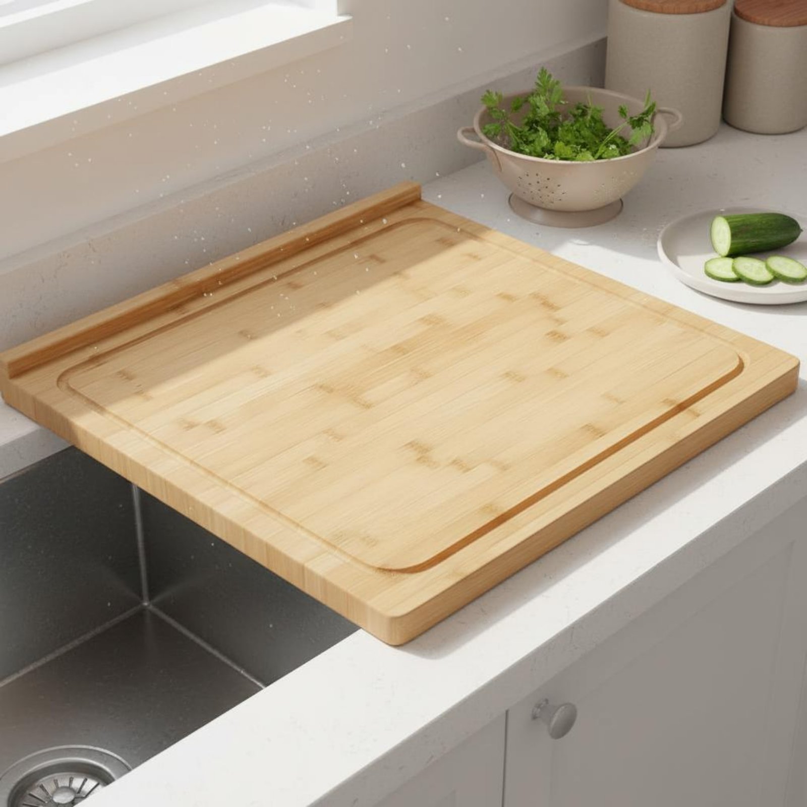 เขียงอเนกประสงค์แบบวางเหนืออ่า - Bamboo Cutting Board บทวิจารณ์และราคา